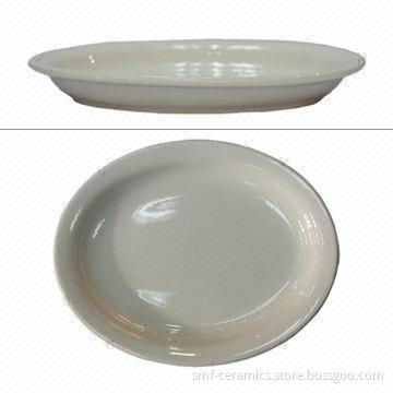 7.125-inch narrow rim ceramic oval plate, ideal for hotels, CIQ-/FDA-/LFGB-approved